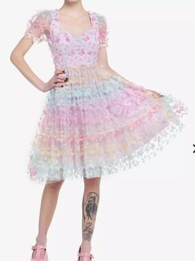 Hot Topic Pastel Butterfly Ruffle Dress
